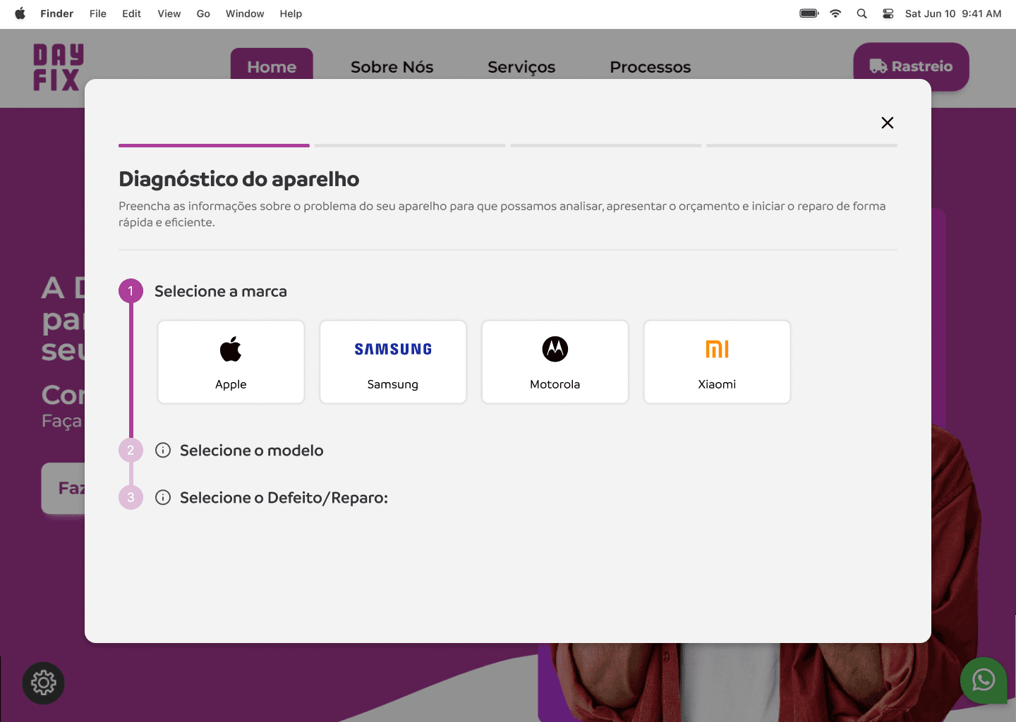 Seleção de marca do aparelho