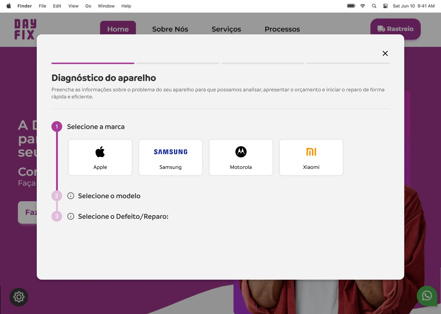 Seleção de marca do aparelho